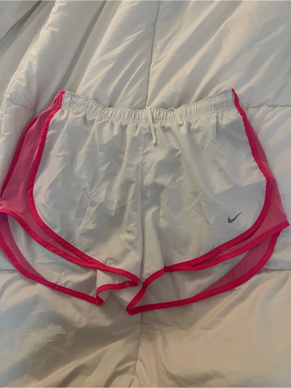 Nike White Running Shorts with Pink Trim